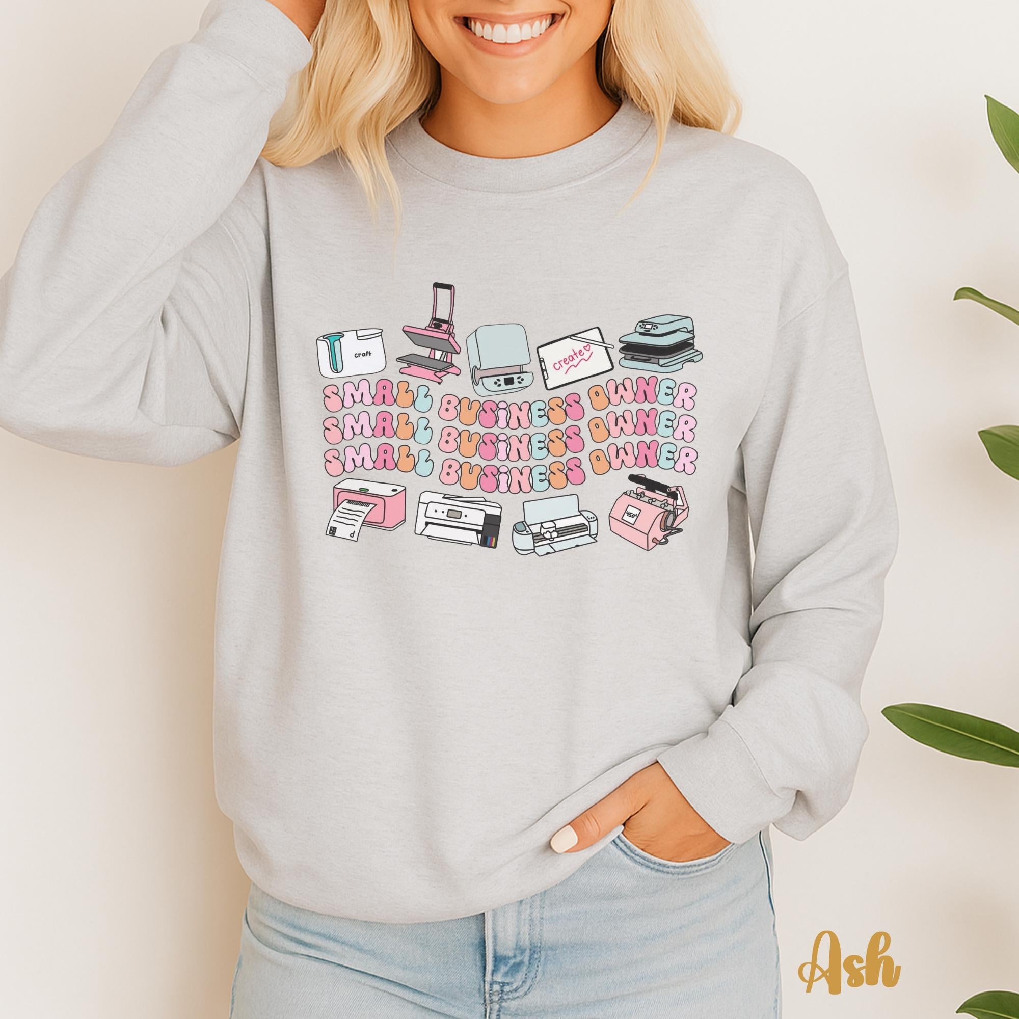 Small Business Owner Long Sleeve - Retro Boho Maker Life Crewneck | Entrepreneur Gift, Cozy Work From Home Shirt
