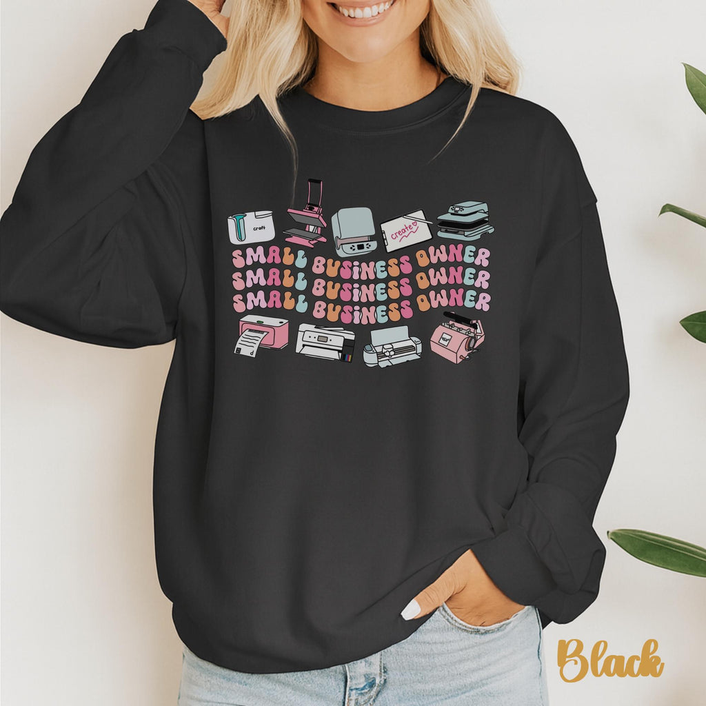 Small Business Owner Long Sleeve - Retro Boho Maker Life Crewneck | Entrepreneur Gift, Cozy Work From Home Shirt
