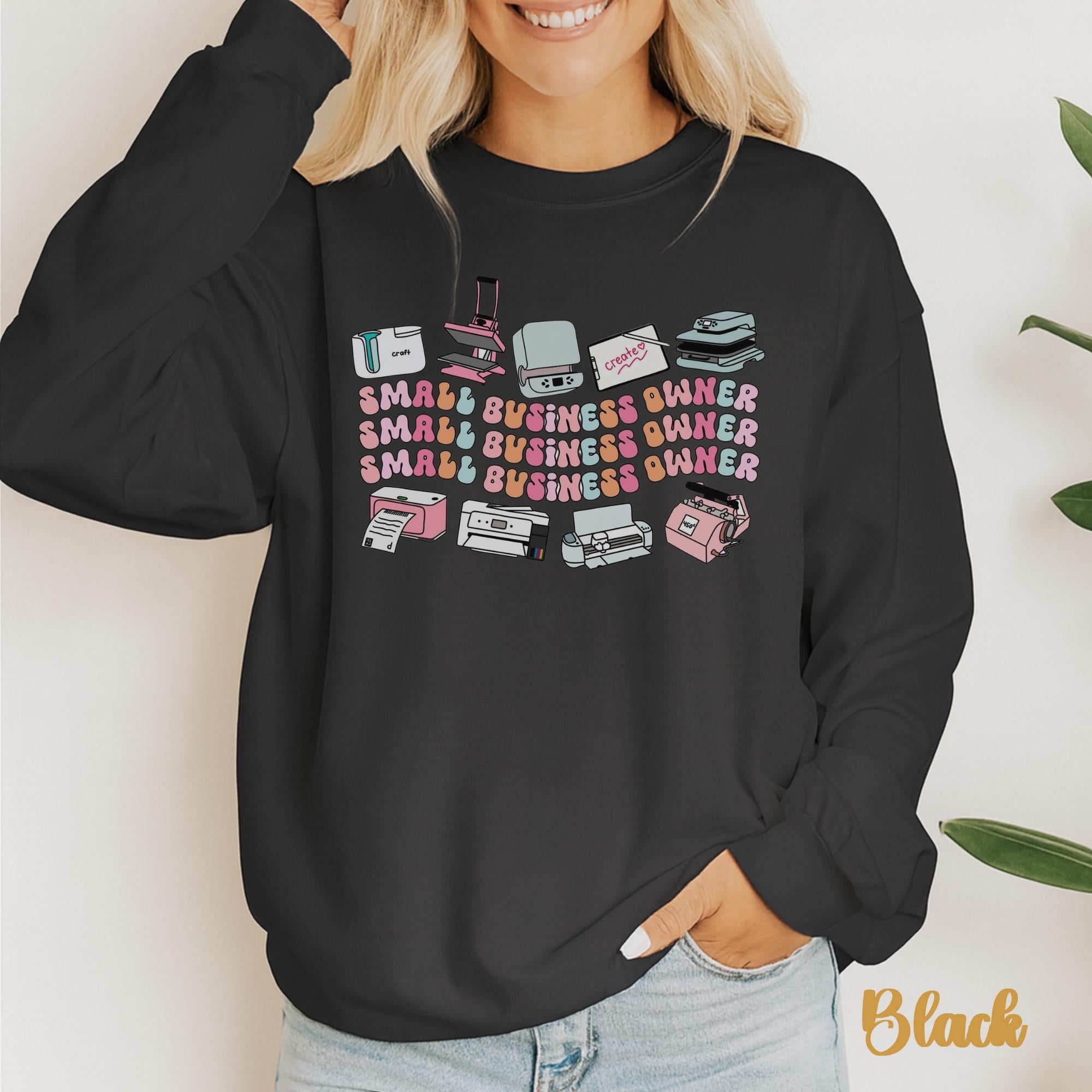 Small Business Owner Long Sleeve - Retro Boho Maker Life Crewneck | Entrepreneur Gift, Cozy Work From Home Shirt