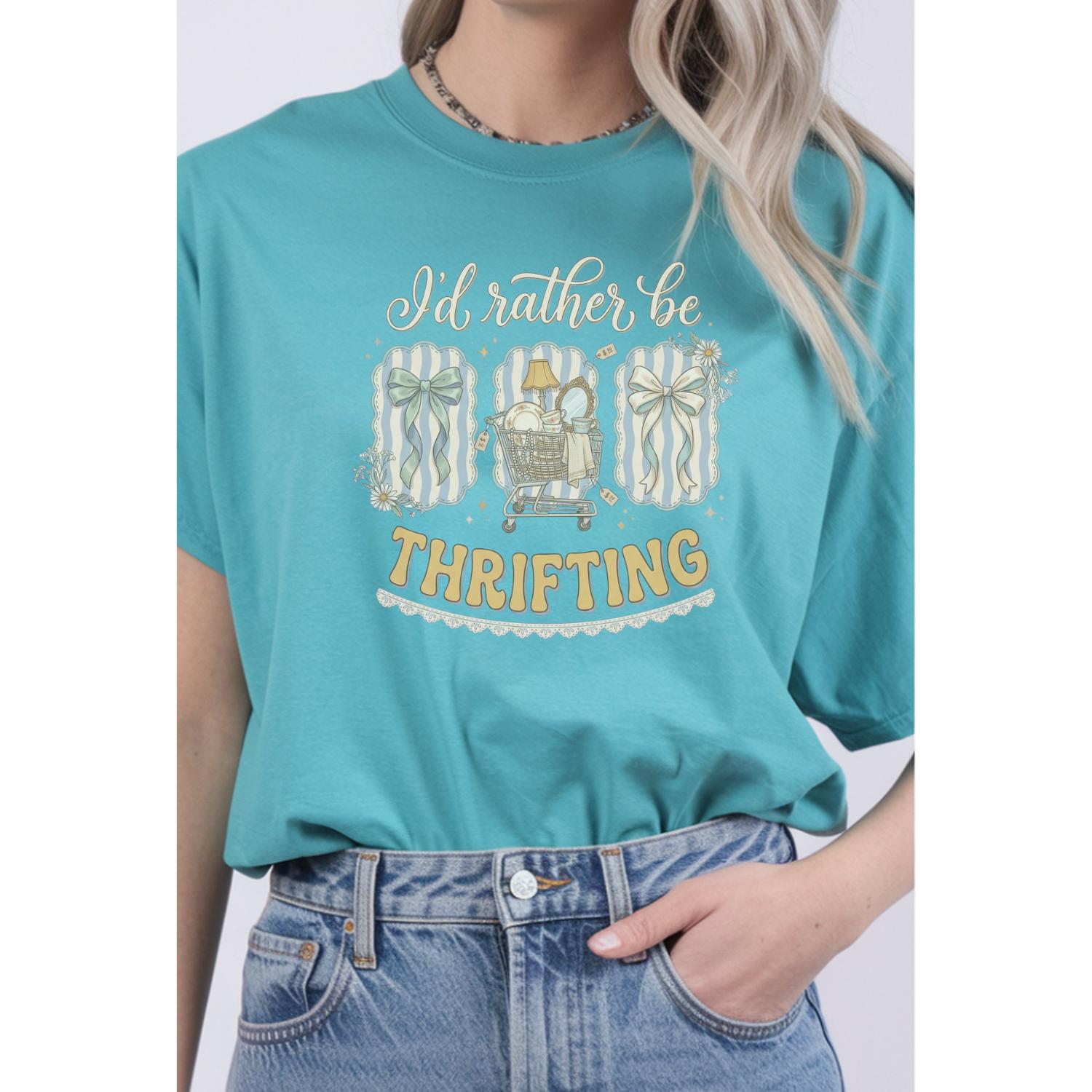 I’d Rather Be Thrifting Comfort Colors Tee | Coquette Aesthetic Shirt