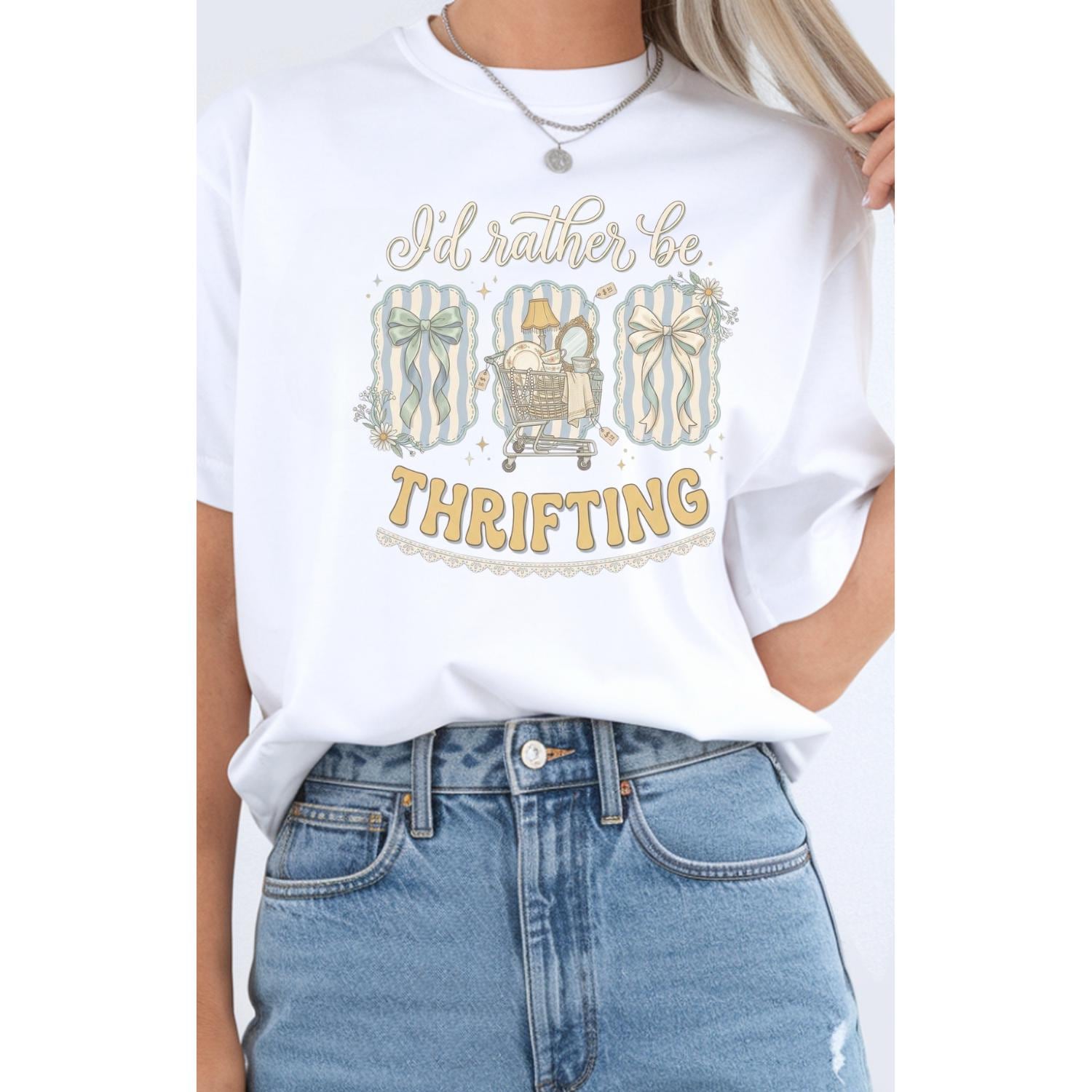 I’d Rather Be Thrifting Comfort Colors Tee | Coquette Aesthetic Shirt