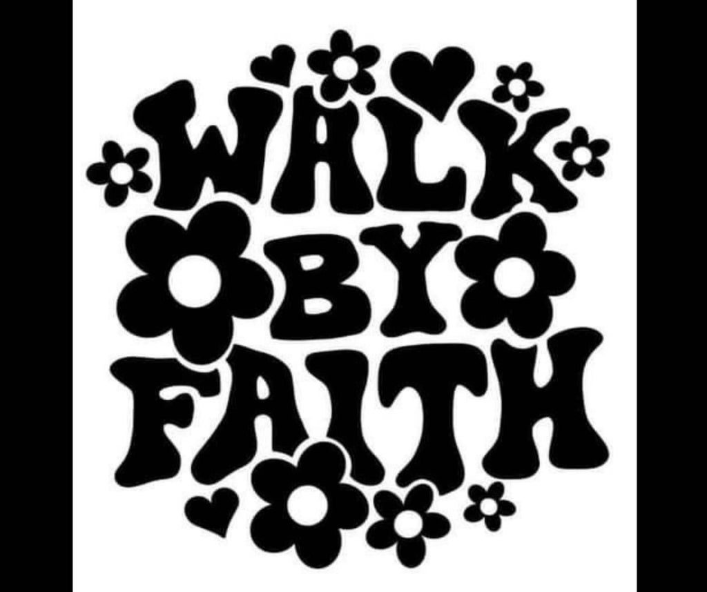 Walk by Faith Vinyl Decal – Retro Floral Christian Sticker
