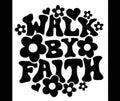Walk by Faith Vinyl Decal – Retro Floral Christian Sticker