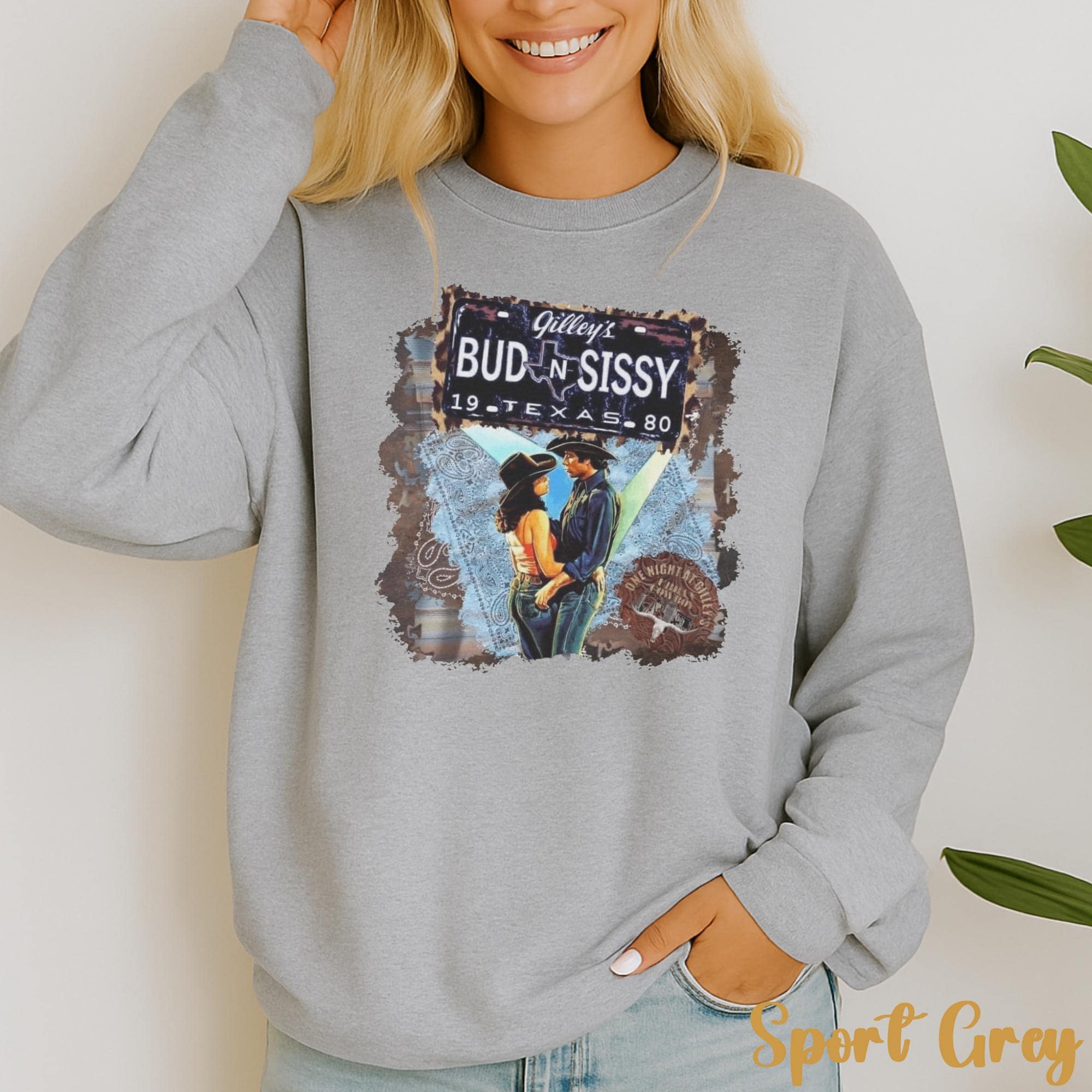 Bud & Sissy 1980 Texas Long Sleeve - Urban Cowboy Gilley's Inspired Country Western Crewneck
